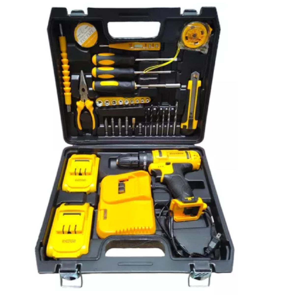 GENERICO - KIT DE TALADRO DE PERCUSION PORTATIL AMARILLO ACCESORIOS