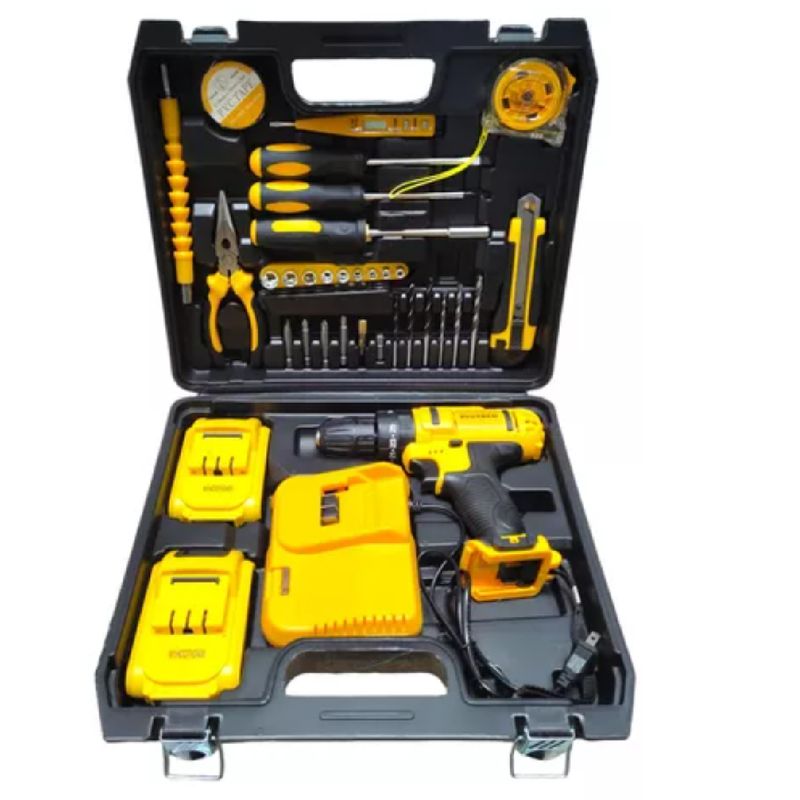 GENERICO - KIT DE TALADRO DE PERCUSION PORTATIL AMARILLO ACCESORIOS