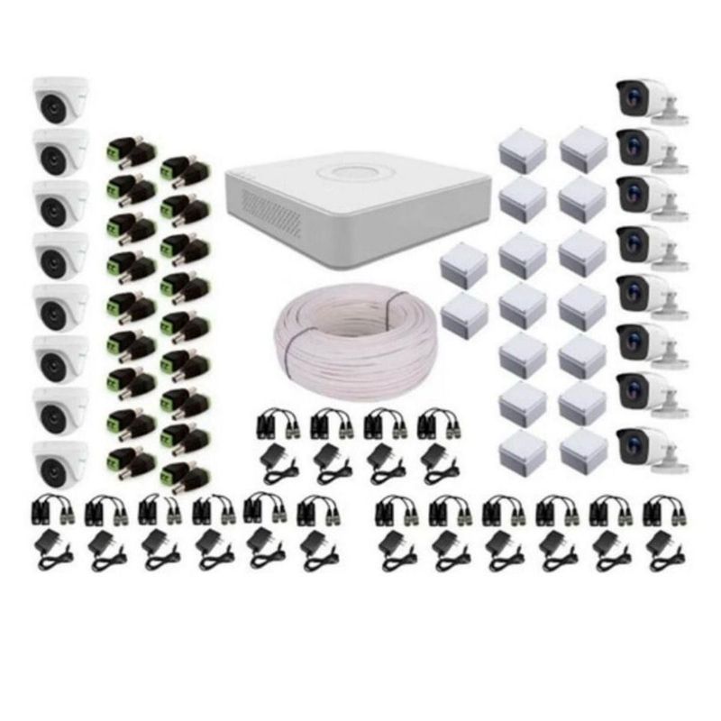 HIKVISION - Kit de Seguridad Hikvisión Hilok Dvr 16ch incluye 16 Camaras 1080P + Cable