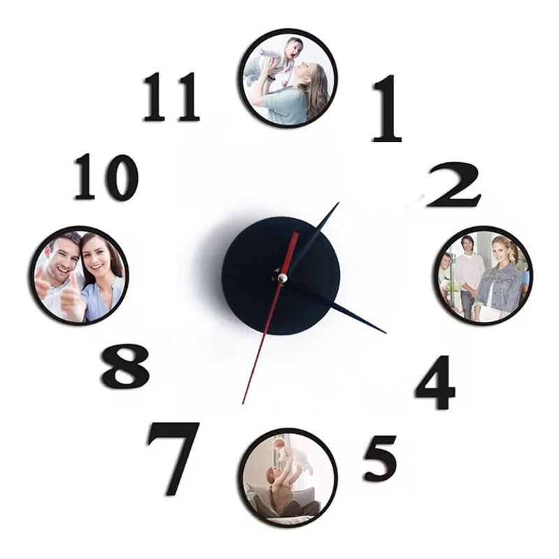 GENERICO - Reloj de pared tamaño pequeño 50cm x 50cm números y círculos