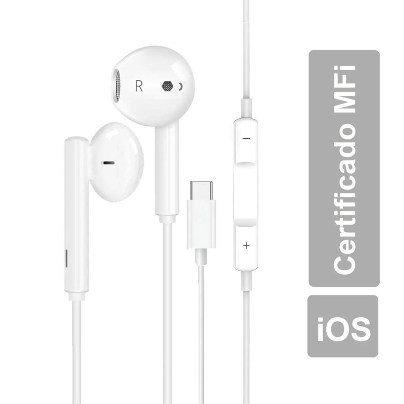 GENERICO - Audífonos Iphone 15 16 Tipo C Chip Mfi Manos Libres Genéricos