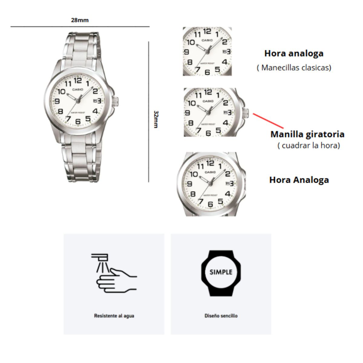 CASIO - Reloj Casio Modelo LTP-1215A-7B2 Dama Elegante