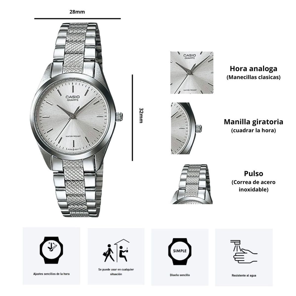 CASIO - Reloj Casio Modelo LTP-1274D-7A Diseño Elegante