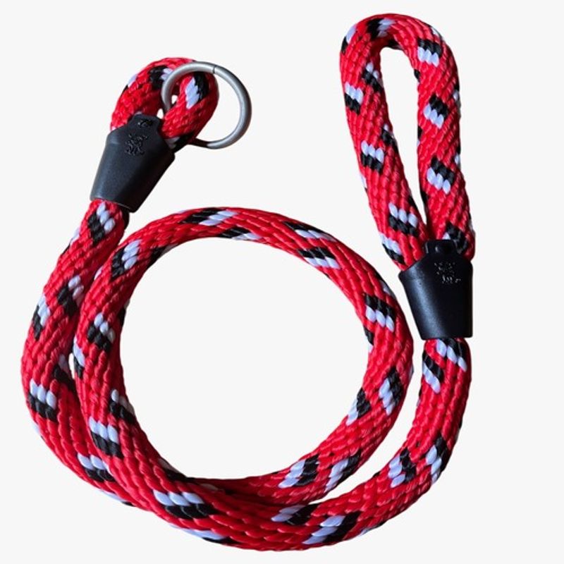 GENERICO - Lazo Cordón Collar Resorte Para Perros Rojo Negro Y Blanco