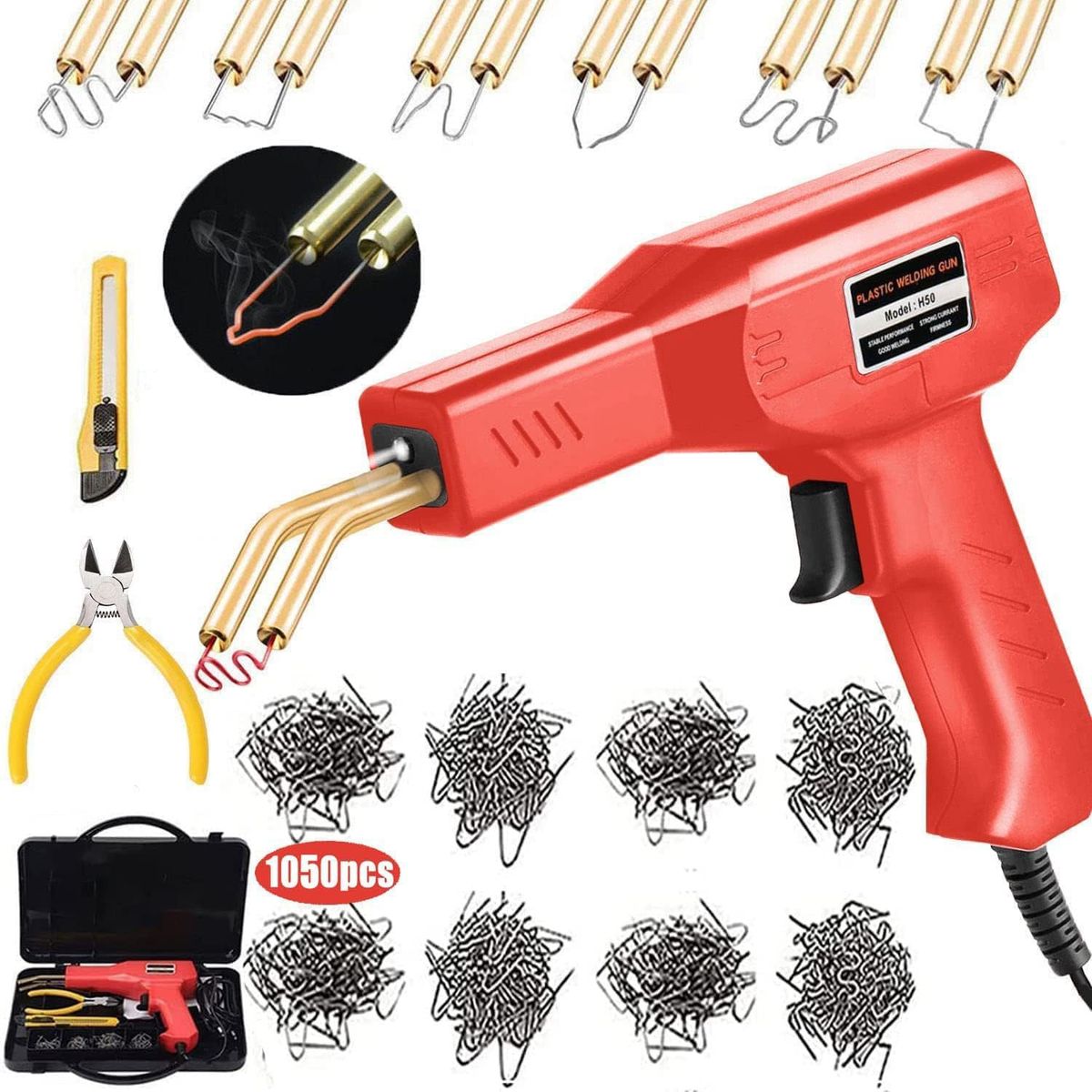 GENERICO - Pistola de soldadura de plástico Reparación con Grapas pegar calor