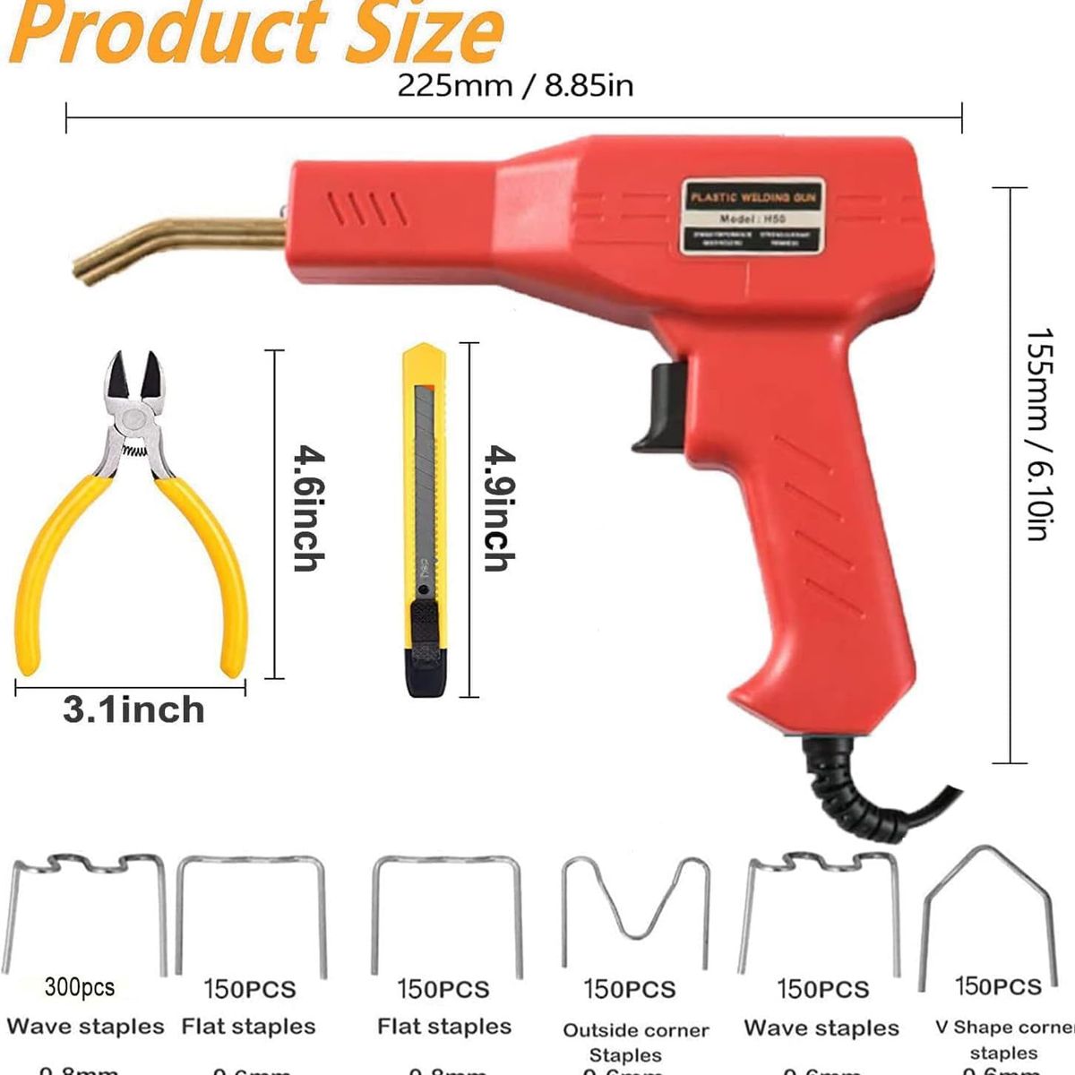 GENERICO - Pistola de soldadura de plástico Reparación con Grapas pegar calor