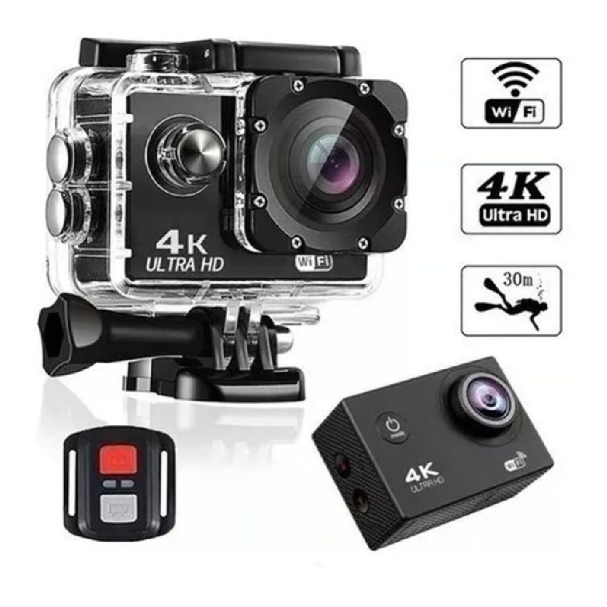 GENERICO - CAMARITA  ESTILO GO PRO NEGRA CAMARA VIDEO WIFI FULL 4K SUMERGIBLE
