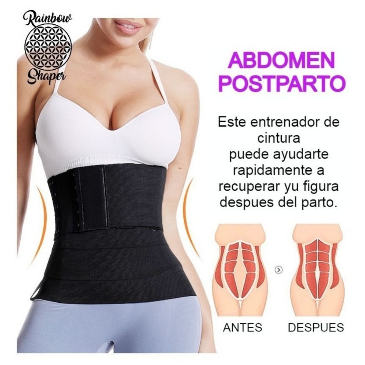 RAINBOW SHAPER - Faja Reloj De Arena Tipo Banda Gimnasio Moldeadora Cintura