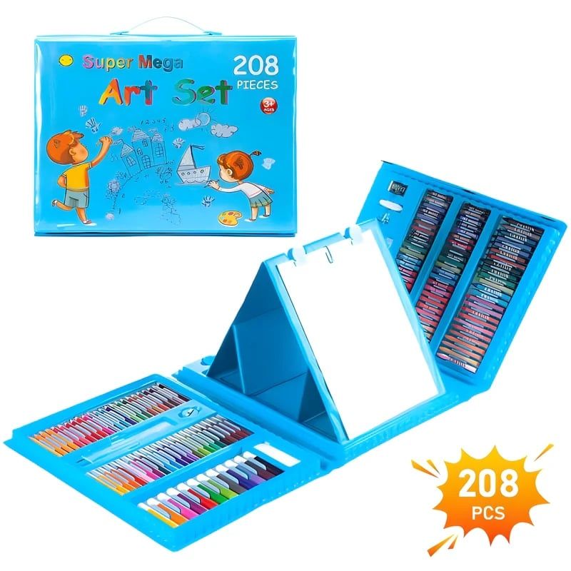 GENERICO - Set Arte 208 Piezas para Dibujar Azul Maleta Dibujo Creativo