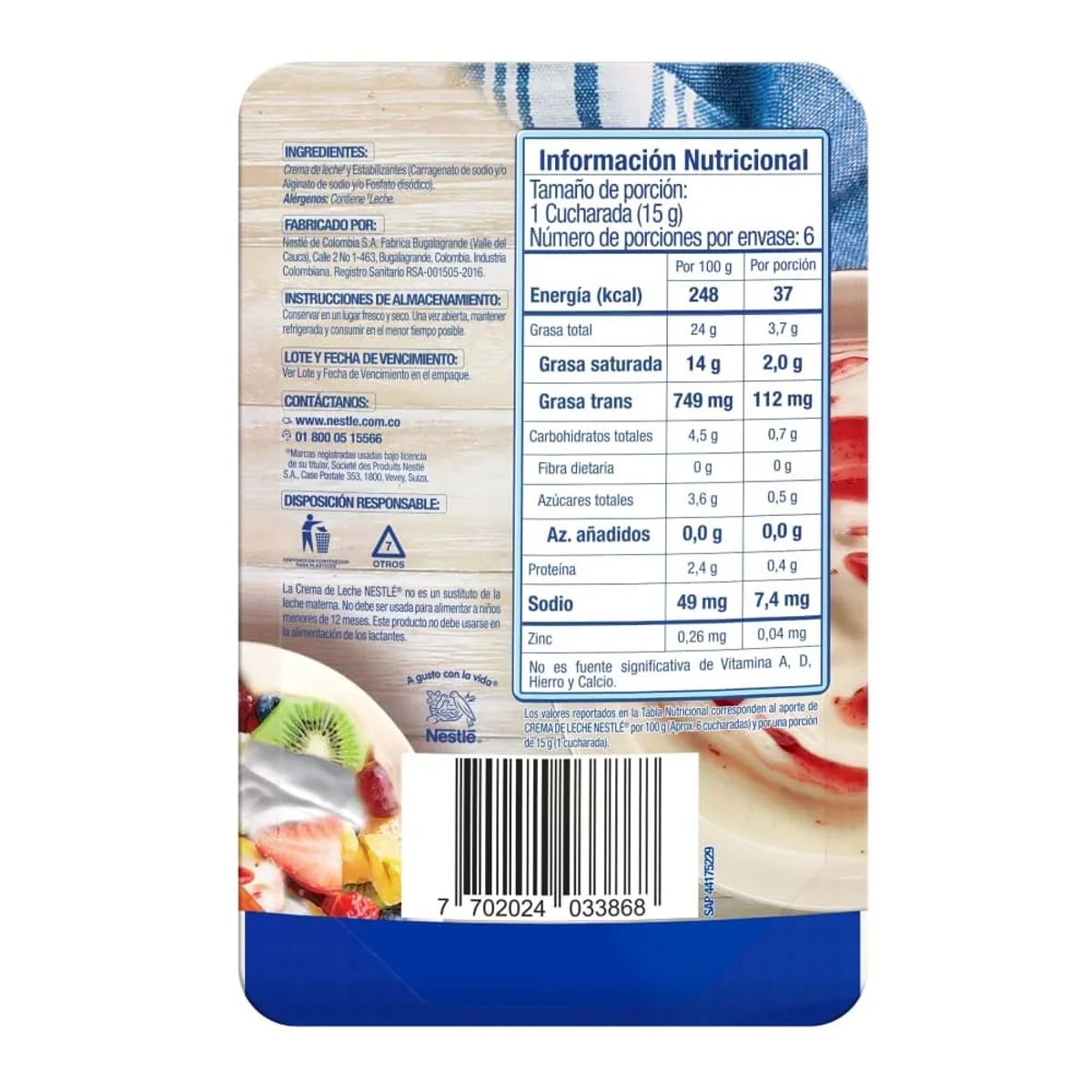 NESTLE - Crema de Leche Nestlé x 90 Gramos