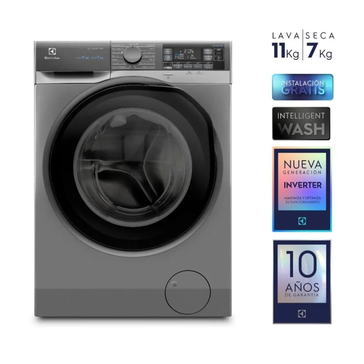 ELECTROLUX - Lavasecadora ELECTROLUX 11kg7kg Carga Frontal EWDX11L3EG Gris