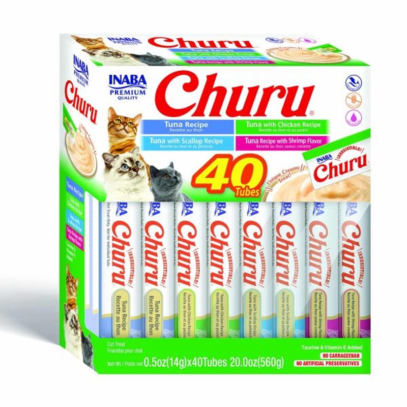 CATLIKE - Inaba Cat Snack Churu 40 Piezas Seadfoof Variety 560 Gr