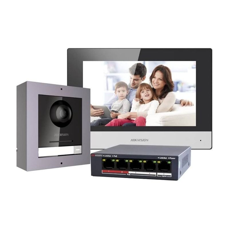 HIKVISION - HIKVISION VIDEOPORTERO MODULAR KIT PANTALLA+FRENTE+SWITCH