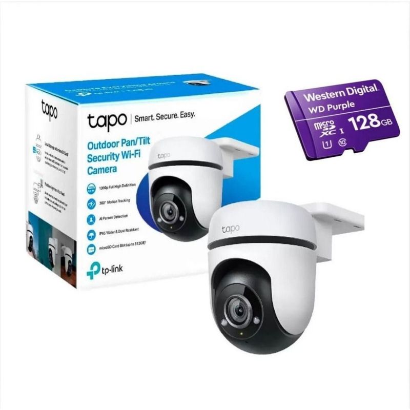 TP LINK - Combo Cámara WIFI Tplink Tapoc500 + microsd 128gb WDD PURPLE
