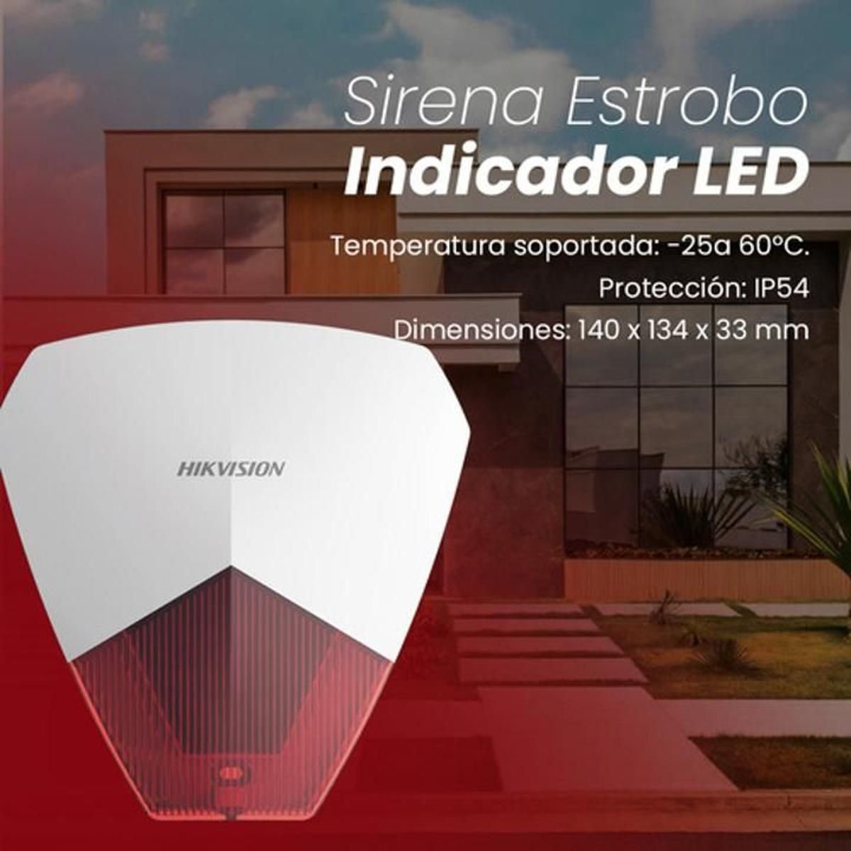 HIKVISION - Sirena Estrobo Cableada Hikvision Cualquier Panel Alarma