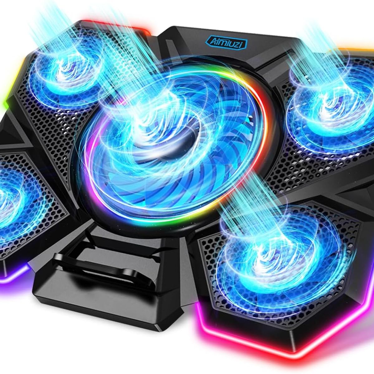 GENERICO - Base Refrigerante Gamer Portatil Pc Con 5 Ventiladores Rgb
