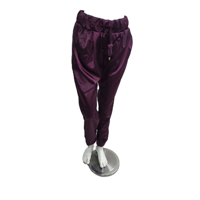 VIA7 - Pantalón jogger satin mujer de bolsillos estilo ancho nuevo