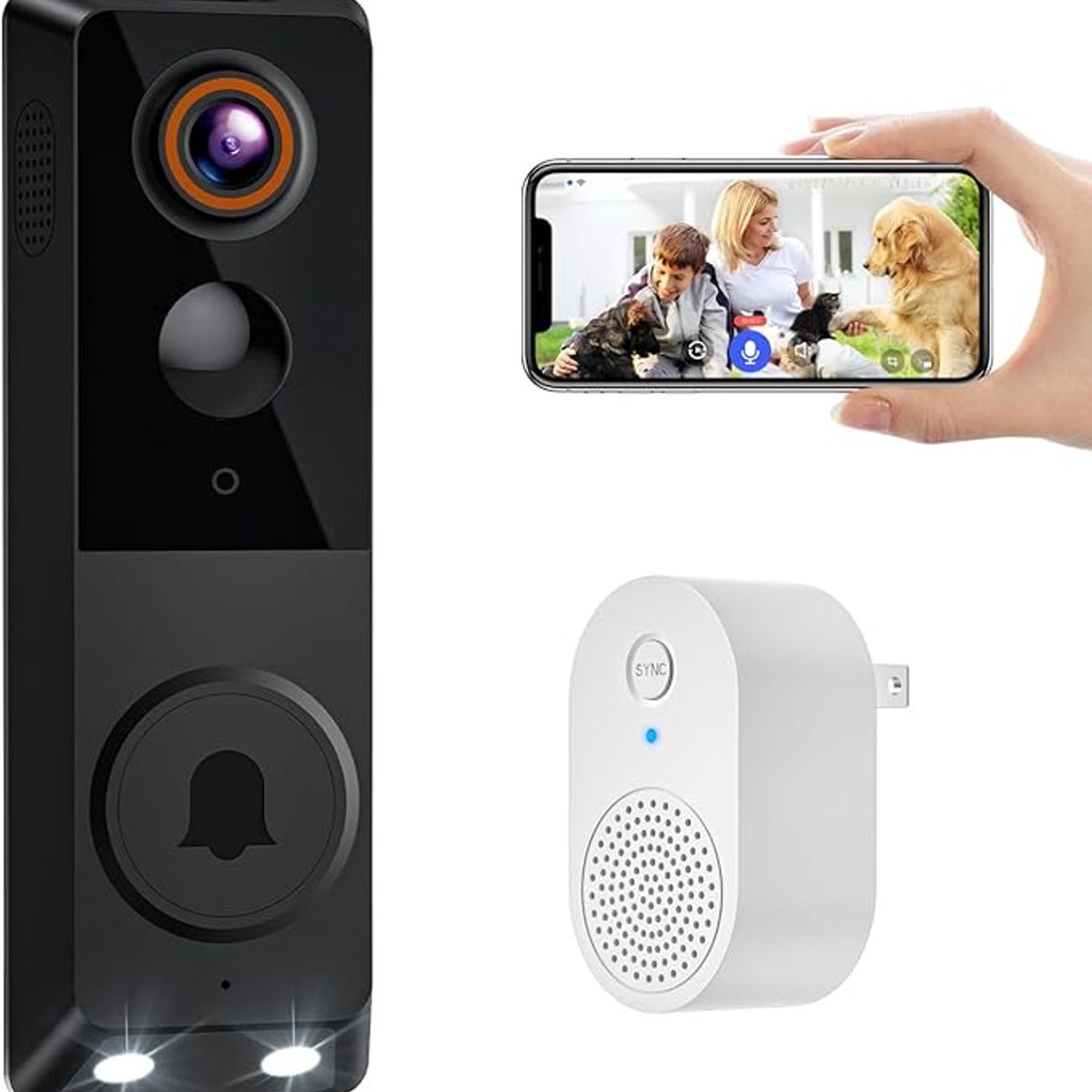 GENERICO - Timbre Inalámbrico Smart Con Cámara Wifi 1080p FHD Video - Recargable