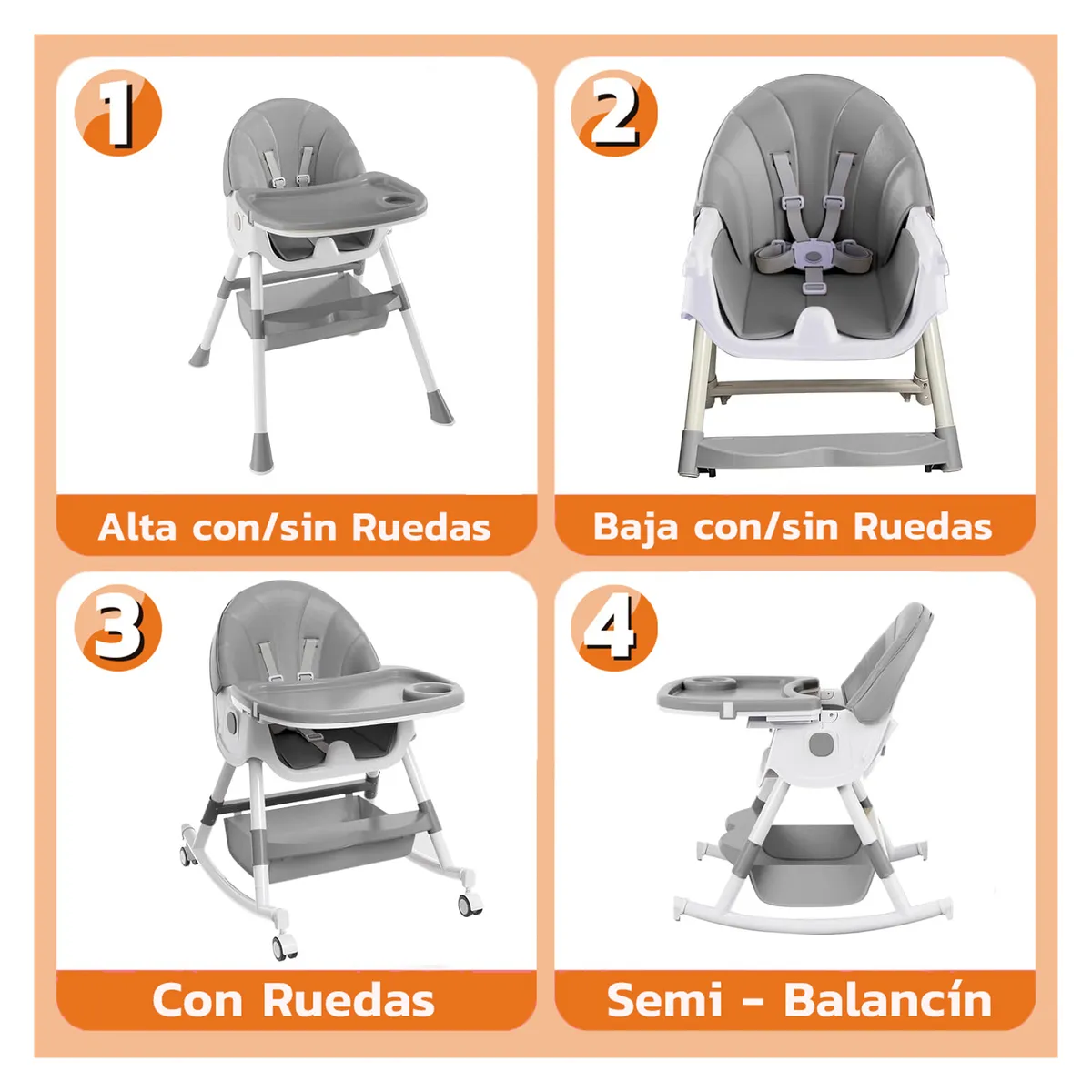 ENFANT'ASY - Silla Comer Ajustable Comedor Reclinable Plegable Para Bebé