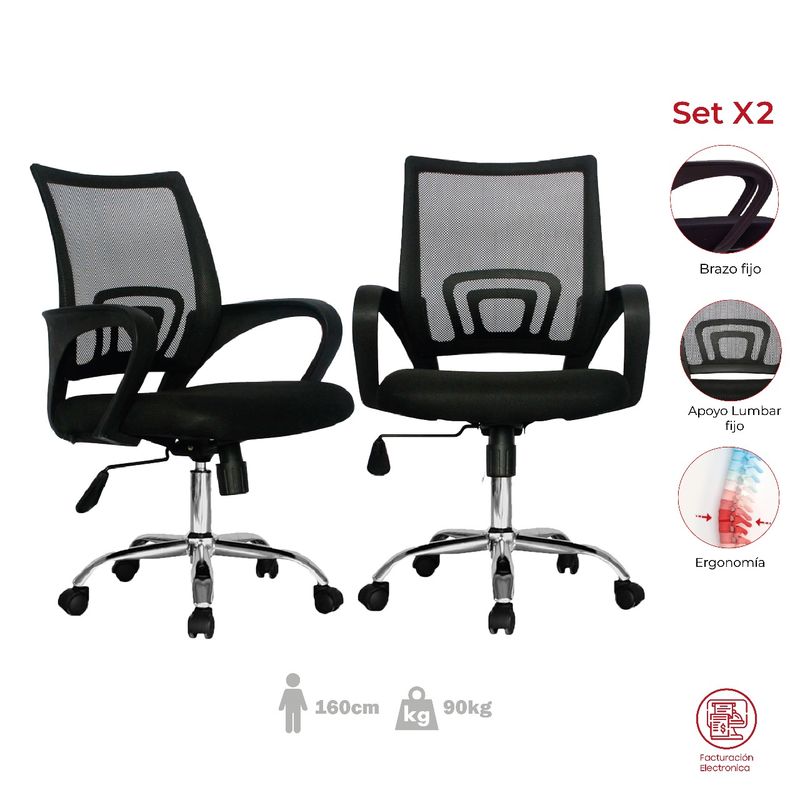MUEBLESYA - SET X2 Silla De Oficina El Roble Gerente Ergonómica