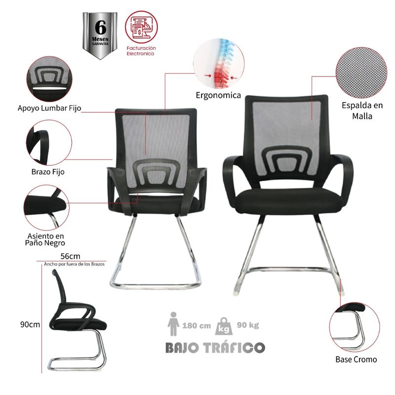 MUEBLESYA - SET X2 Silla De Oficina Tibirita  Interlocutora Cromo