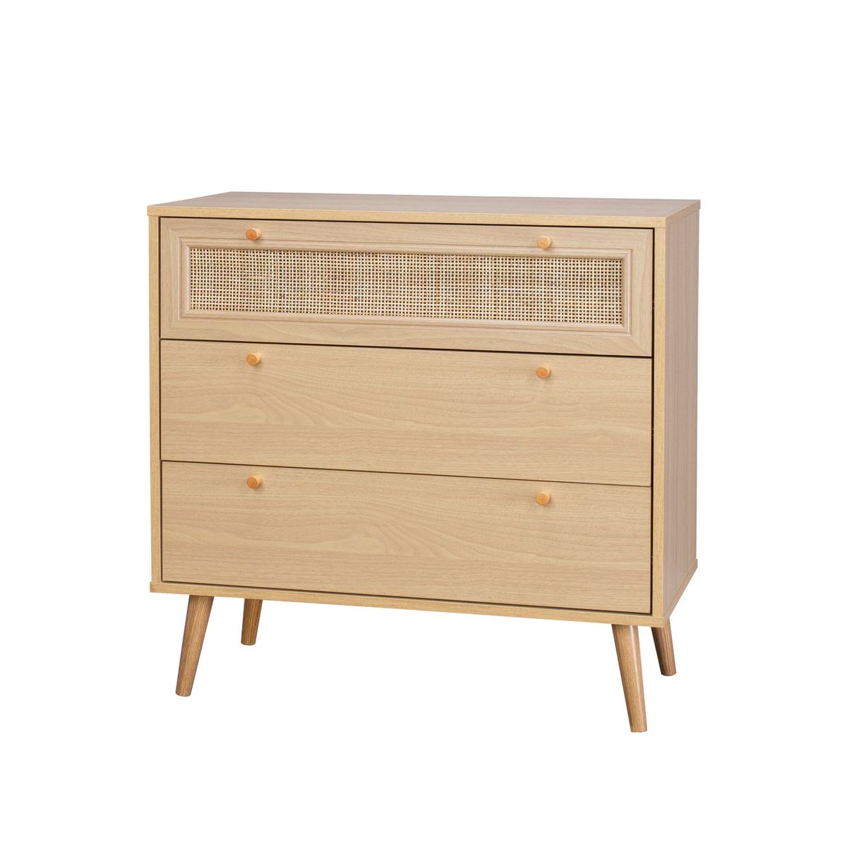 TOPLIVING - Cómoda Cajonera con 3 Cajones de Ratán