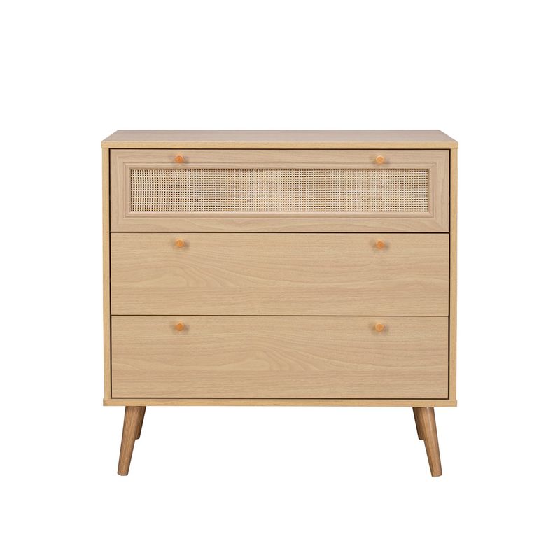 TOPLIVING - Cómoda Cajonera con 3 Cajones de Ratán