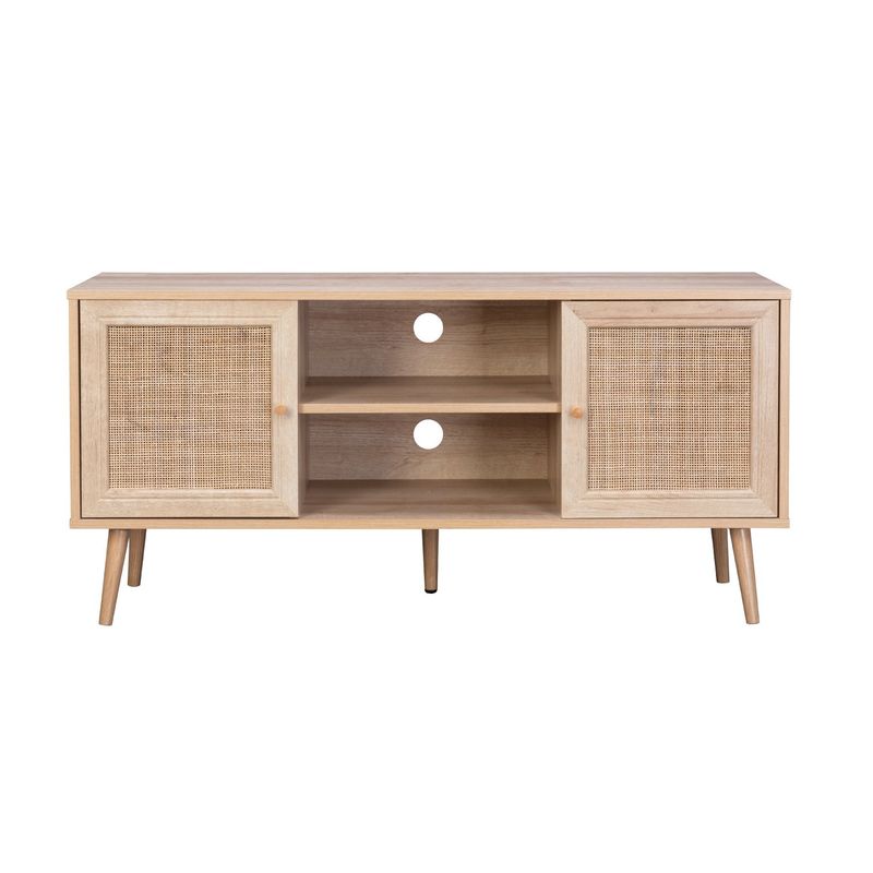 TOPLIVING - Mueble para TV Rack con Estantes y Puertas de Ratán