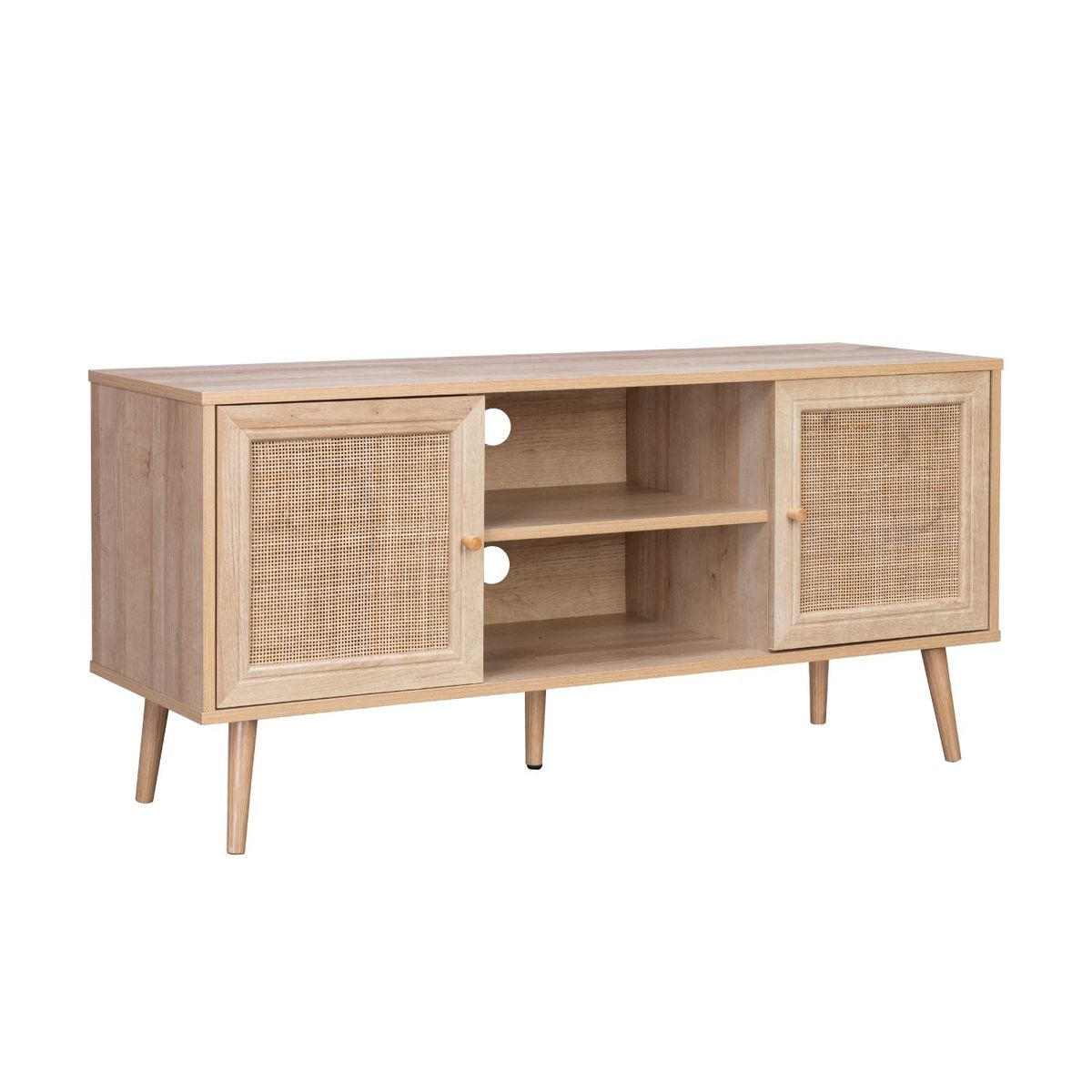 TOPLIVING - Mueble para TV Rack con Estantes y Puertas de Ratán