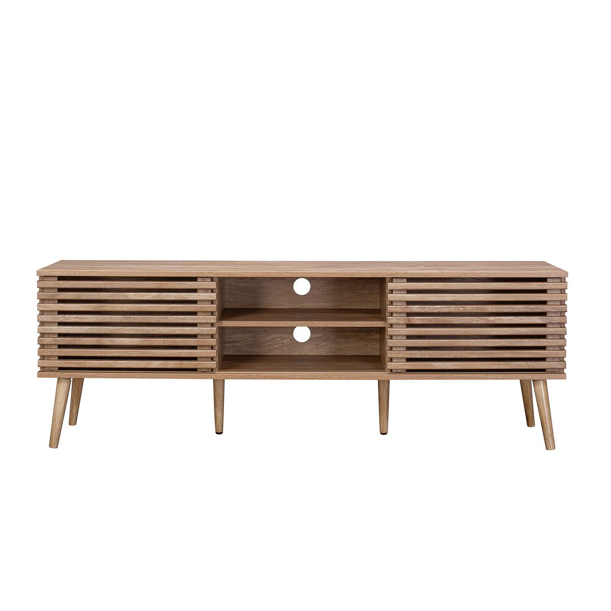 TOPLIVING - Mueble de TV Rack Retro con Puertas Corredizas Marrón