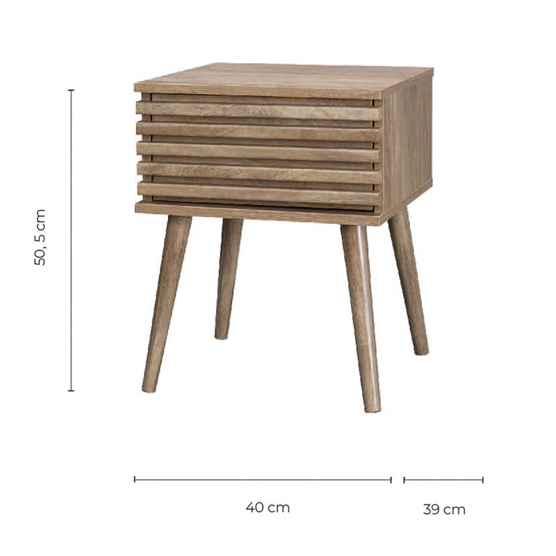 TOPLIVING - Mesa de Noche  Retro con Diseño Varillado