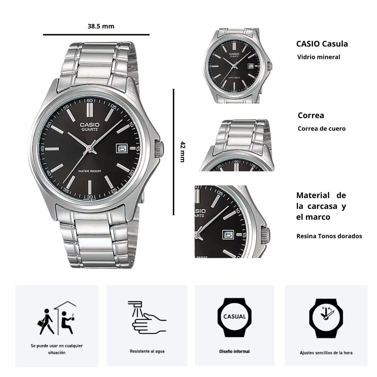 CASIO - Reloj Casio Para Caballero MTP-1183A-1A Diseño Elegante