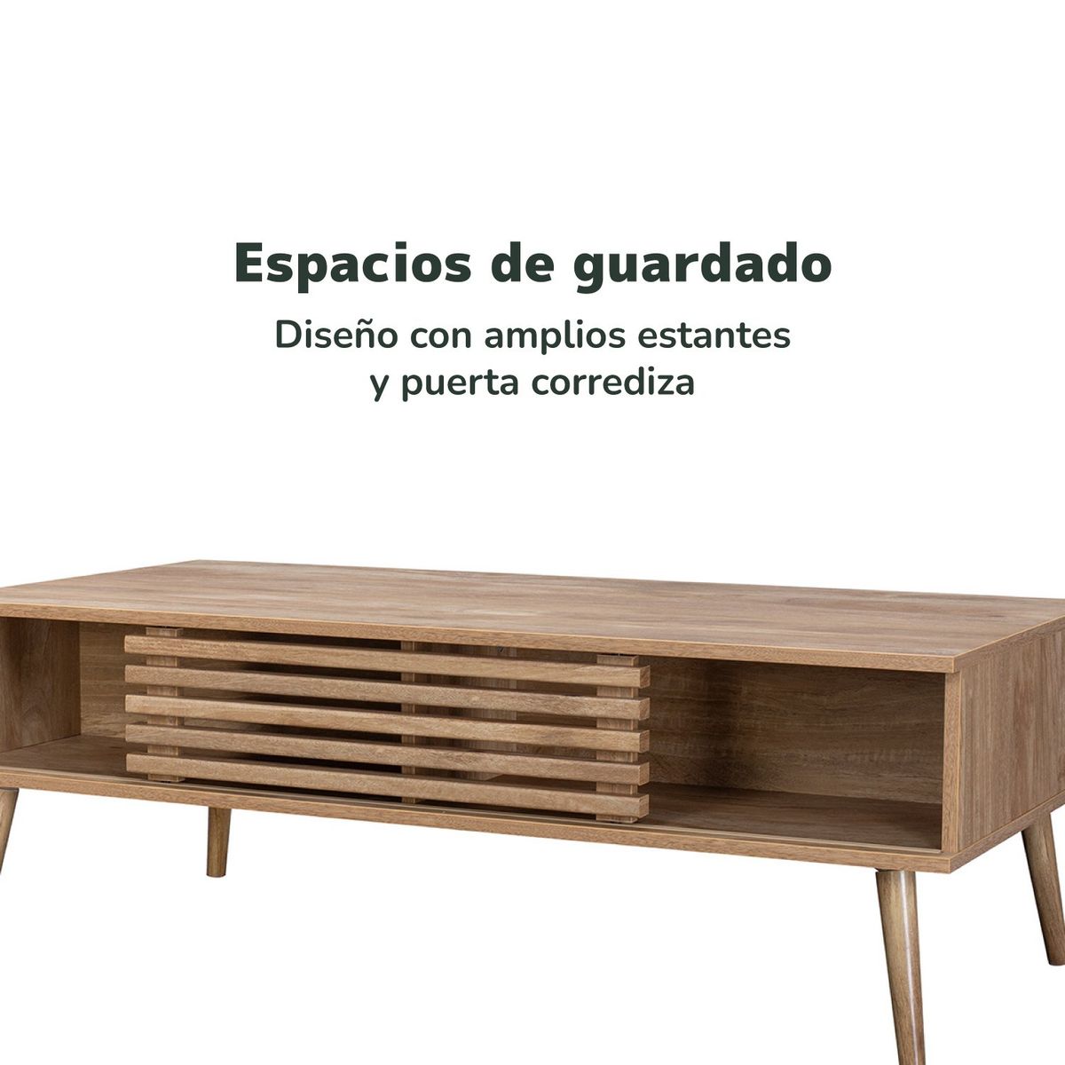 TOPLIVING - Mesa de Centro Retro con Estante Café