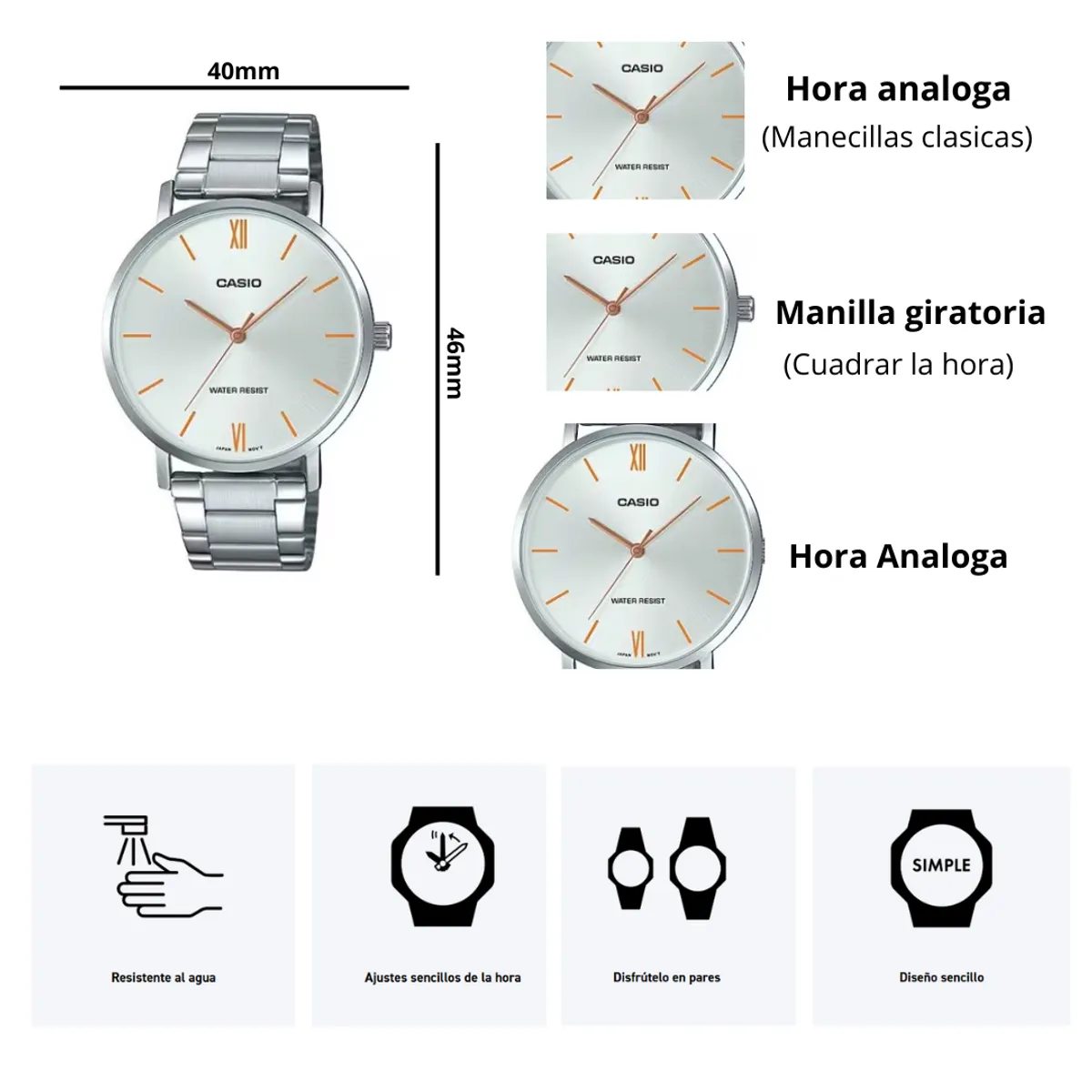 CASIO - Reloj Casio MTP-VT01D-7B Caballero Elegante