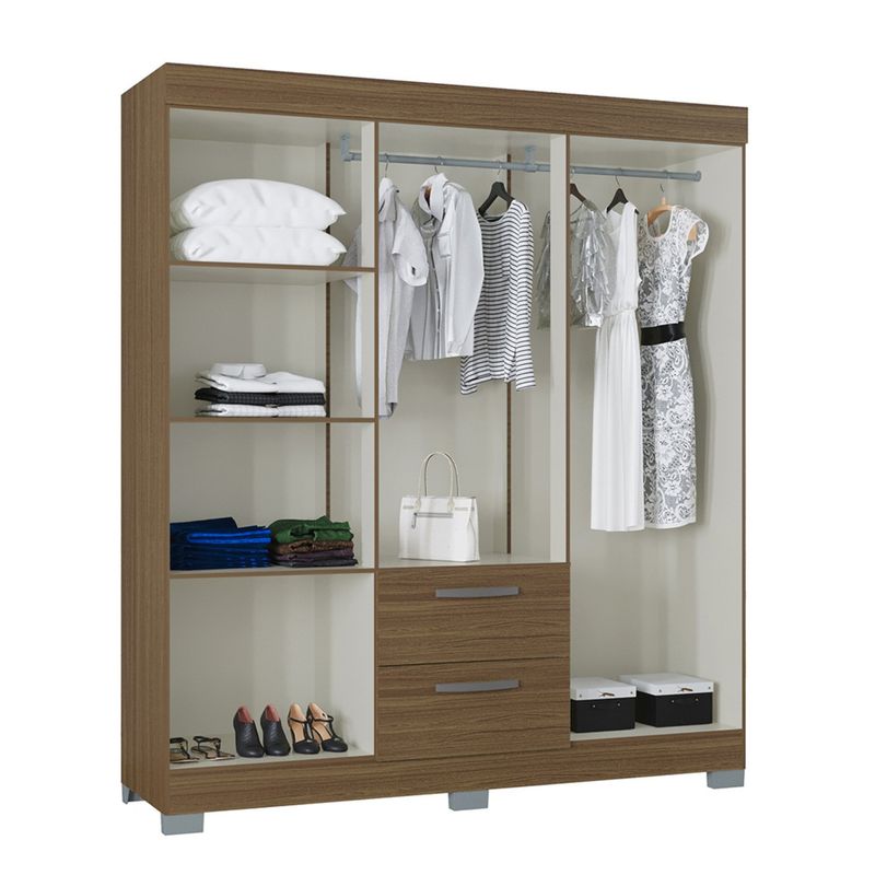 AKIVOY - Closet 6 Puertas Tokyo 188x164x47 Color Castaño