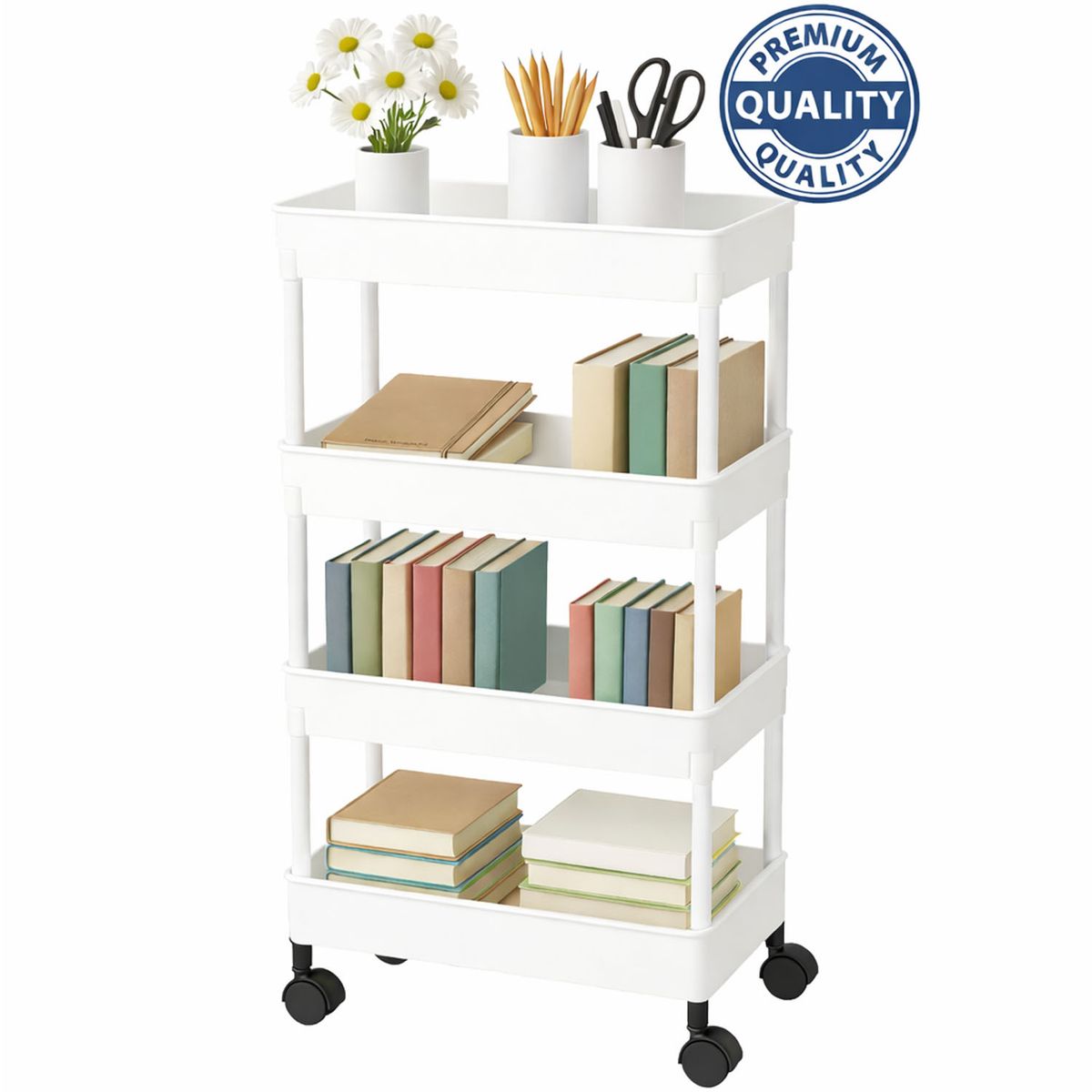 ONE PIXEL - Carrito Auxiliar Organizador Multiusos 4 Niveles 360 °Ruedas