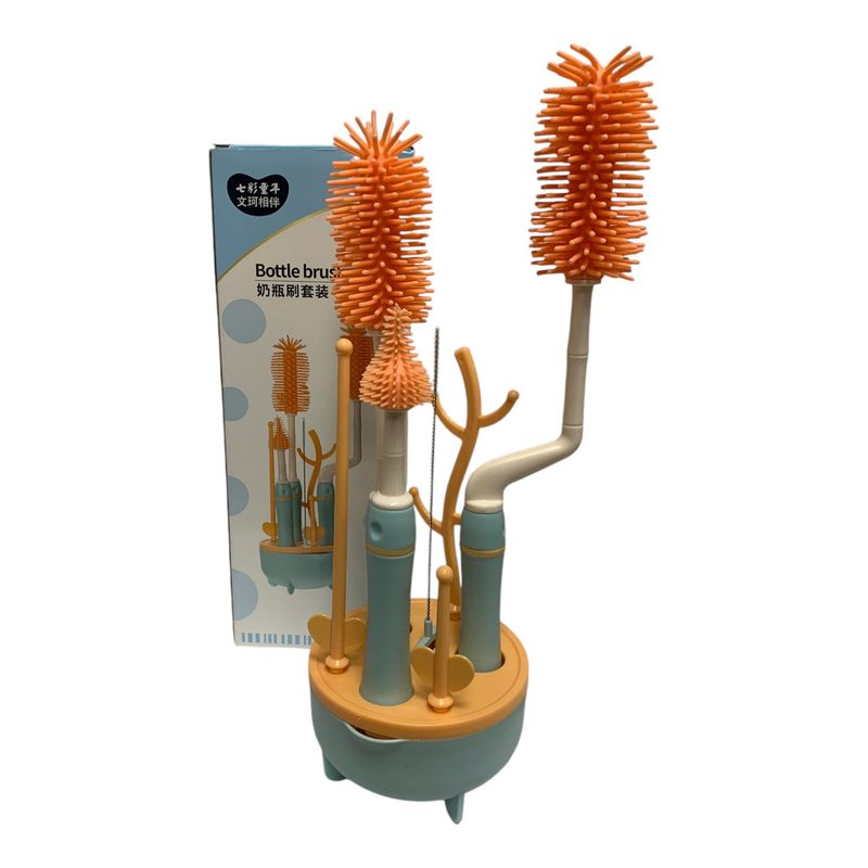 GENERICO - Cepillos Limpia  Teteros Aseo Biberones Escurridor Naranja