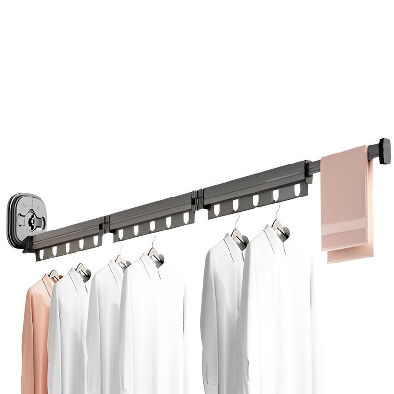 DANKI - Tendedero Brazo 3 Secciones Estante Secado Ropa Plegable Ventosa