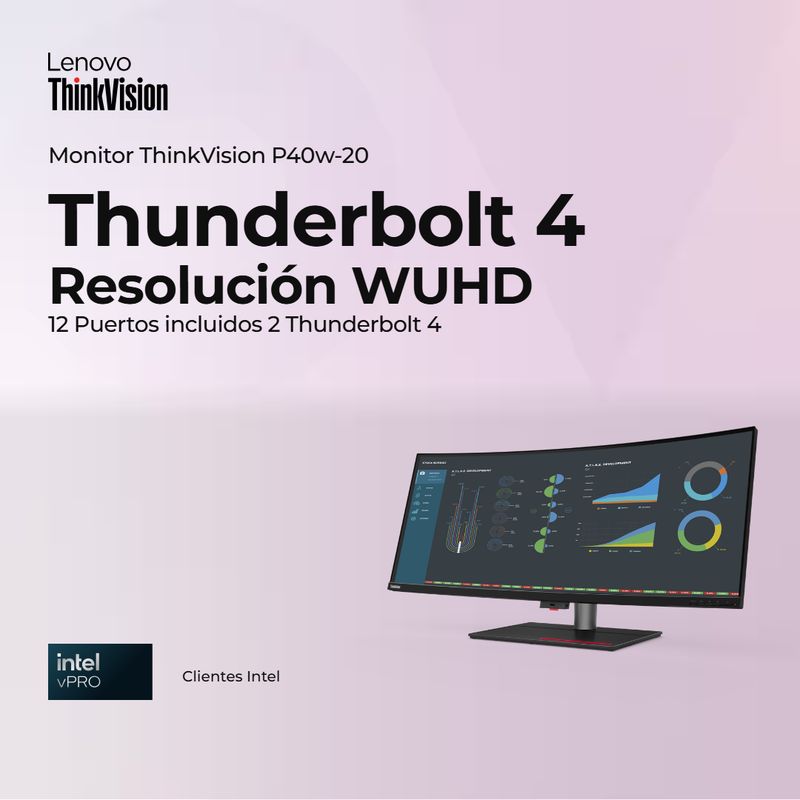 LENOVO - Monitor Lenovo Thinkvision P40w-20 39,7 Negro