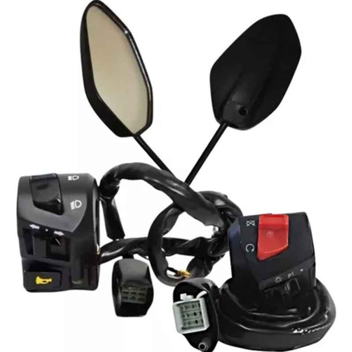 GENERICO - Kit Comando Izquierdo Derecho Motos Akt Nkd 125 + Espejos