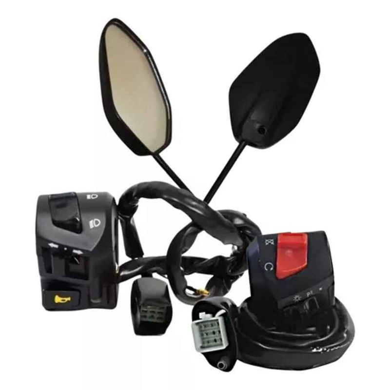 GENERICO - Kit Comando Izquierdo Derecho Motos Akt Nkd 125 + Espejos
