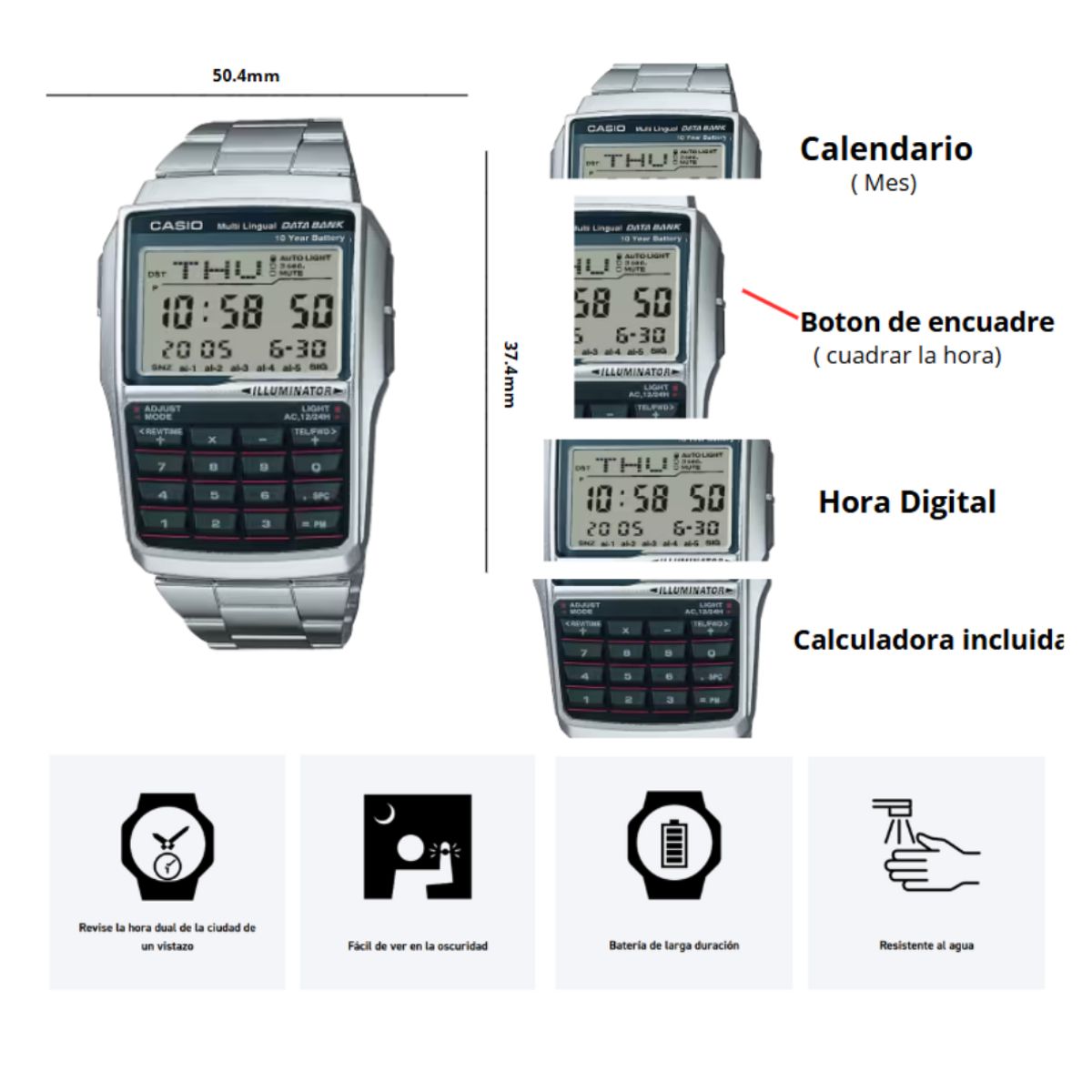 CASIO - Reloj Casio DBC-32D-1A  Diseño Vintage