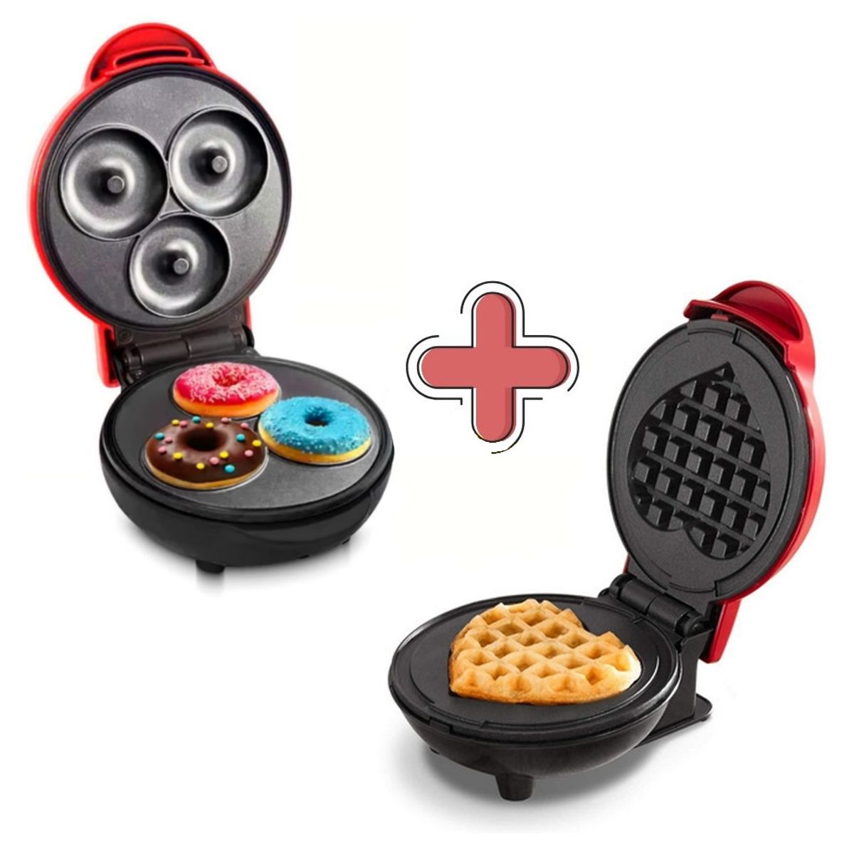 GENERICO - Combo Mini Donera 3Espacios + Mini Waflera Corazón