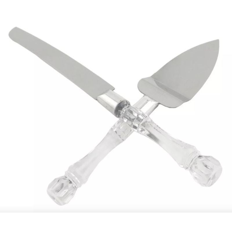 STAINLESS STEEL - Juego Cuchillo + Pala Espátula Acero Para Eventos