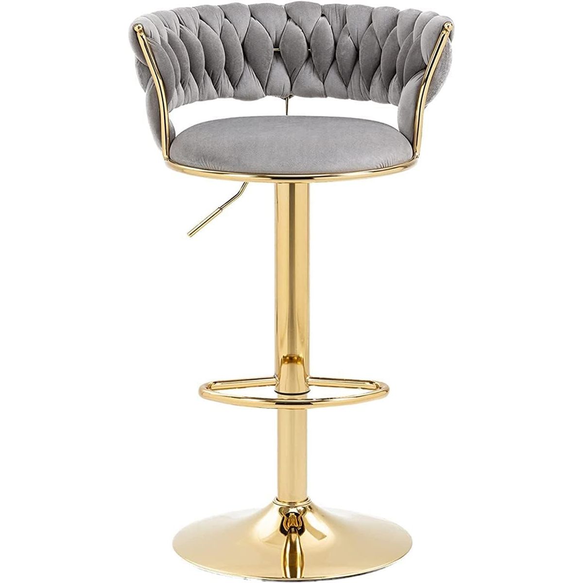 MOBLIHOUSE - Silla De Bar Moderna De Terciopelo Liverpool Base Dorada