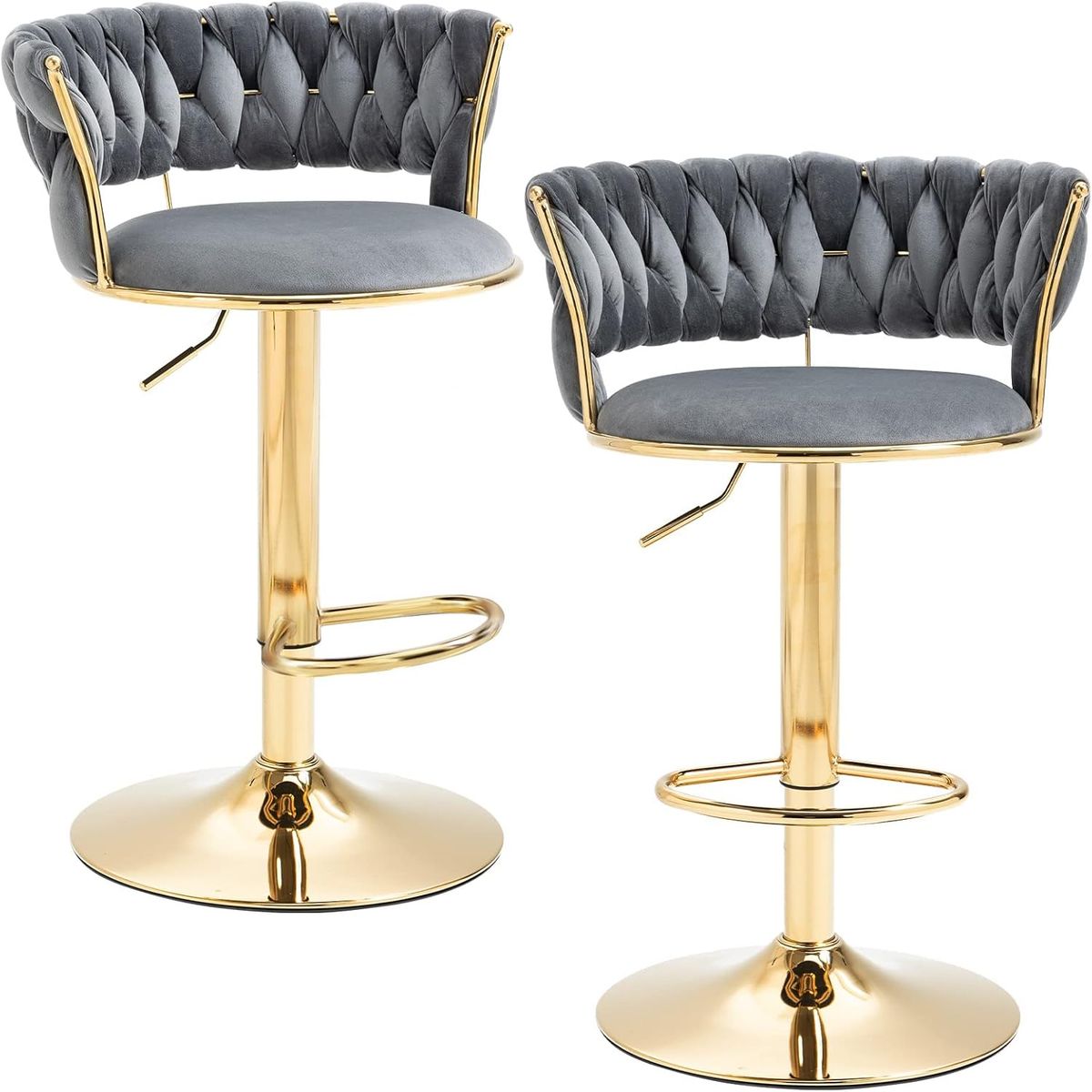 MOBLIHOUSE - Silla De Bar Moderna De Terciopelo Liverpool Base Dorada