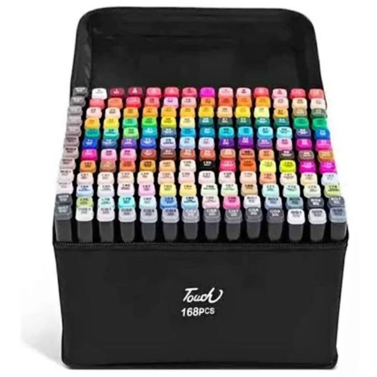 GENERICO - Kit Marcadores Doble Punta Plumones 168 Colores Estuche Tela