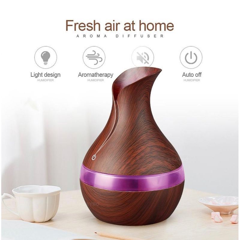 GENERICO - Humidificador Difusor de Aromas 300ml Estilo Florero Oscuro