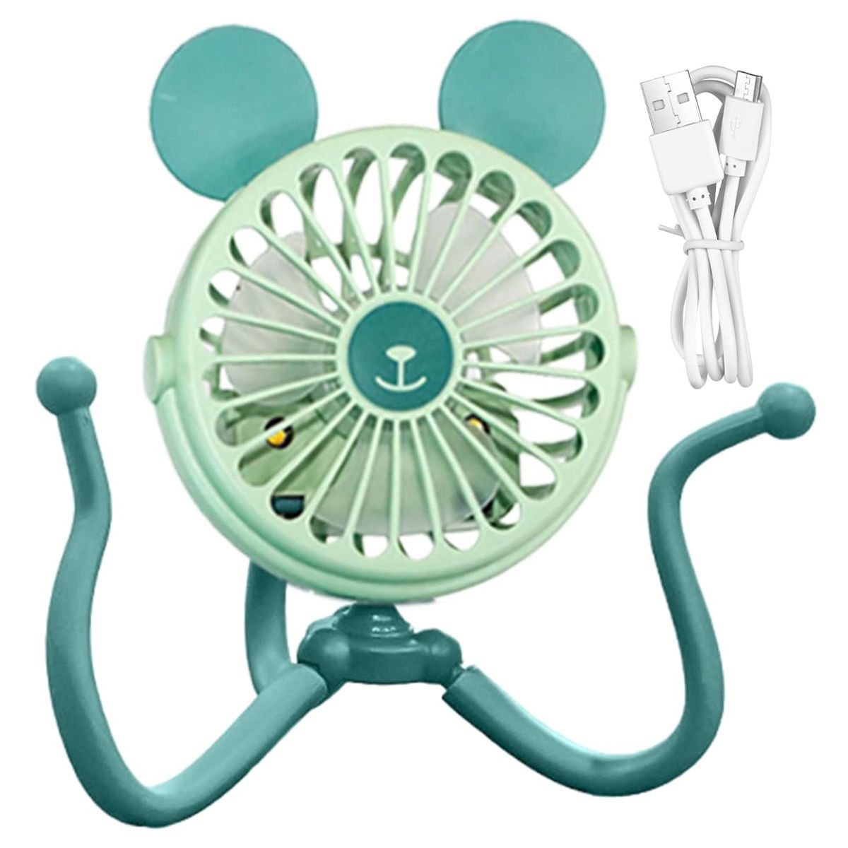 ENFANT'ASY - Ventilador Recargable Portátil Luz Led Mini Bebe Usb Coche