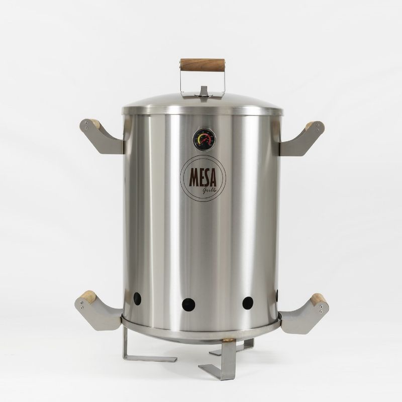 MESA GRILLS - Barril Asador Acero Inoxidable Mediano 85x65 cm
